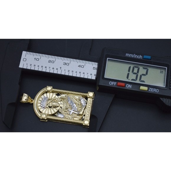 Real Solid 10K Yellow Gold Shiny Medallion St. Barbara Diamond Cut Pendant 10.gr - Picture 5 of 8